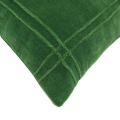 Luxury Green Velvet Cushion Cover 45x45 cm | Textured Panel Design | Premium Decorative Sofa & Bed Cushion Cover
