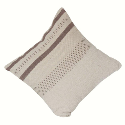 Beige and brown handwoven cotton stripe cushion cover 18x18 inch