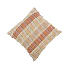 Rust & Beige Handwoven Striped Cotton Cushion Cover with Fringed Texture | 45x45 cm