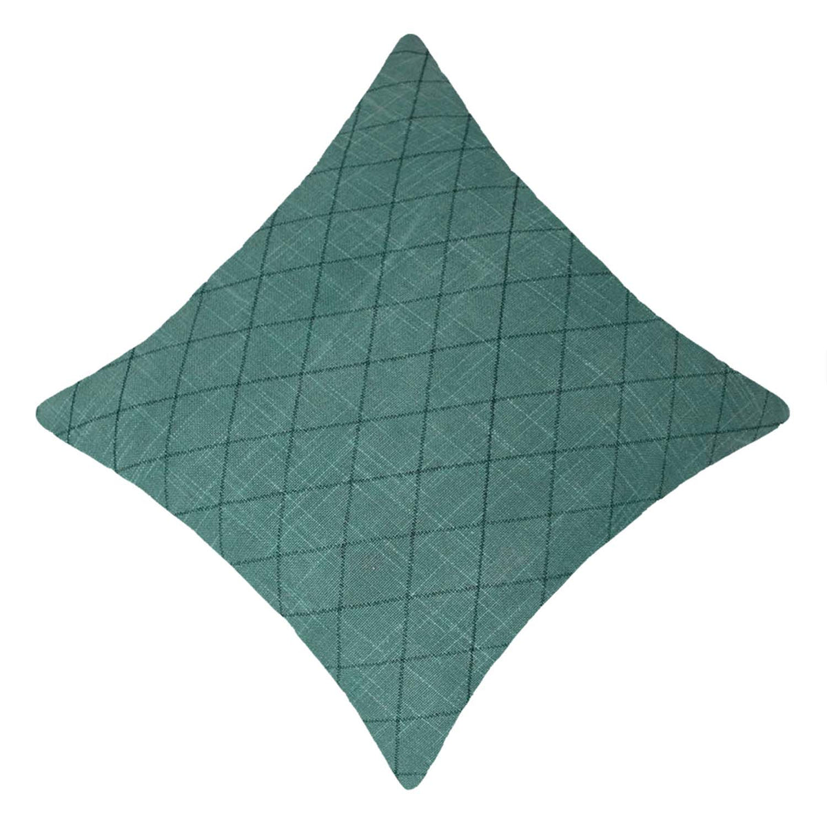 Machine Embroidered Cotton Cushion Cover – Teal Diamond Lattice Pattern, 45 x 45 cm