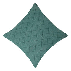 Machine Embroidered Cotton Cushion Cover – Teal Diamond Lattice Pattern, 45 x 45 cm