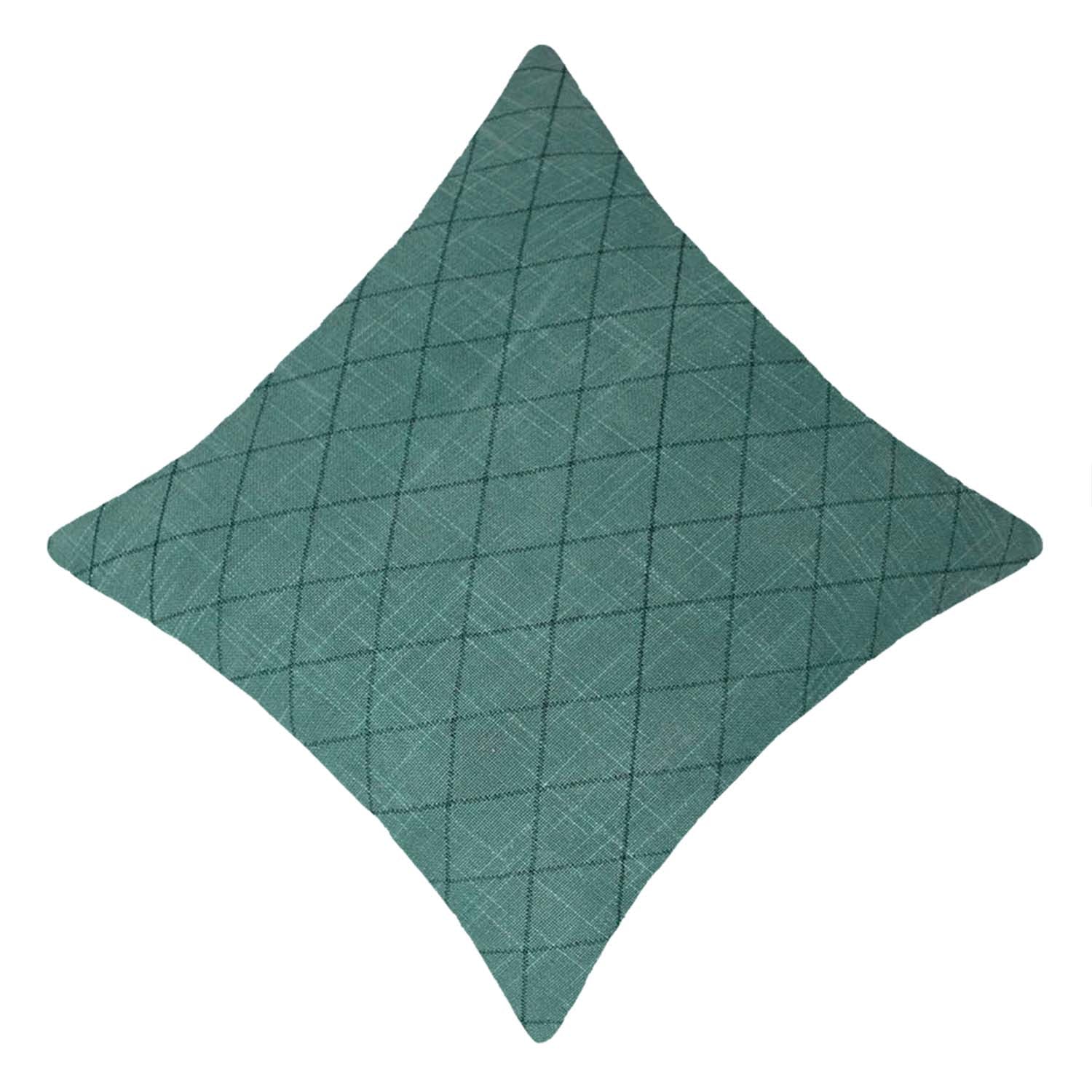 Machine Embroidered Cotton Cushion Cover – Teal Diamond Lattice Pattern, 45 x 45 cm
