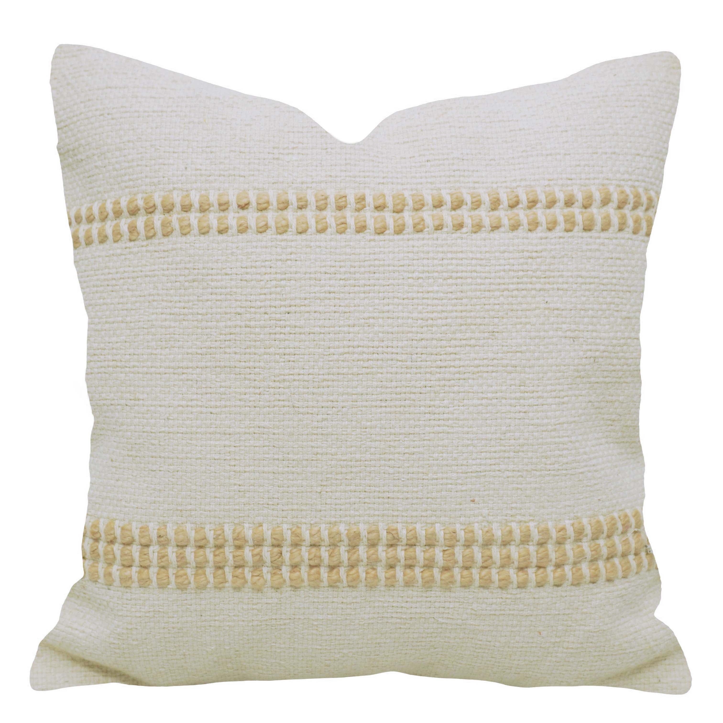 Handwoven Textured Cushion Cover – Cream & Ivory, 45 x 45 cm (18 x 18 Inches)