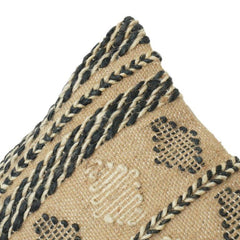 Handgewebter Kissenbezug aus Jute mit Tribal-Streifen und geometrischem Muster | Rustikaler Boho Dekokissenbezug | 45x45 cm