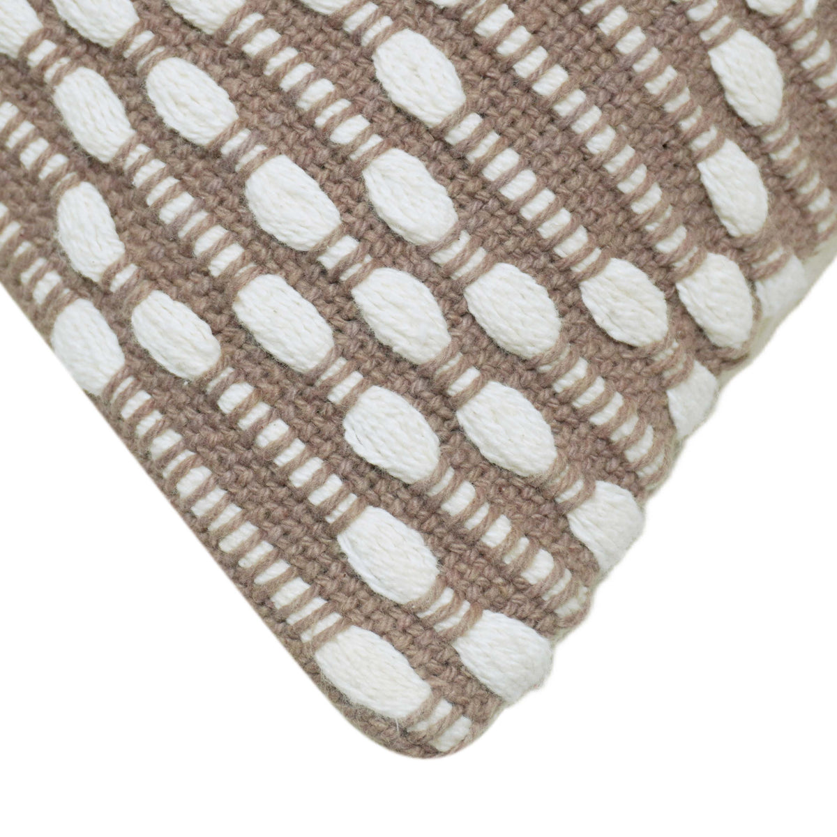 Handwoven Beige & White Textured Cushion Cover – 45 x 45 cm