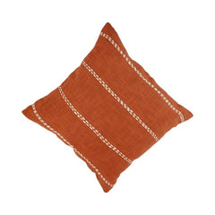 Hand Embroidered Rust Cotton Cushion Cover 45x45 cm | Modern Textured Decorative Pillow Cover