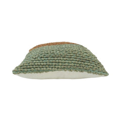 Handwoven Bobble Textured Polyester Cushion Cover – Dual Tone Rust & Sage Green | 45x45 cm