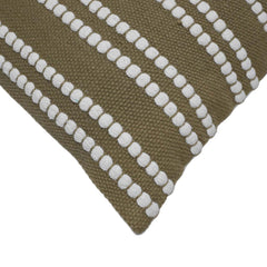 Handwoven Cotton Cushion Cover 45x45 cm – Olive Green with Ivory Textured Stripe Design | Decorative Sofa Cushion Cover | Hidden Zip | 100% Cotton
