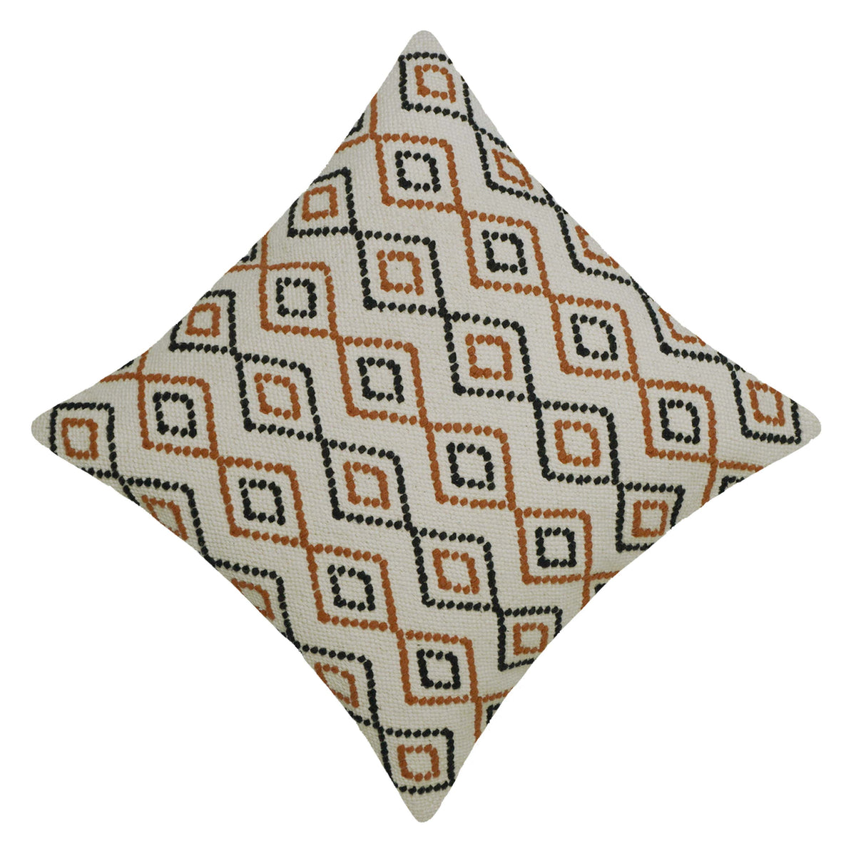 Handwoven Cotton Cushion Cover 45x45 cm | Geometric Diamond Pattern | Decorative Throw Pillow Cover | Boho Modern Sofa Cushion Cover | Hidden Zipper