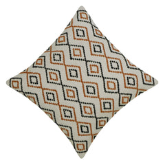 Handwoven Cotton Cushion Cover 45x45 cm | Geometric Diamond Pattern | Decorative Throw Pillow Cover | Boho Modern Sofa Cushion Cover | Hidden Zipper