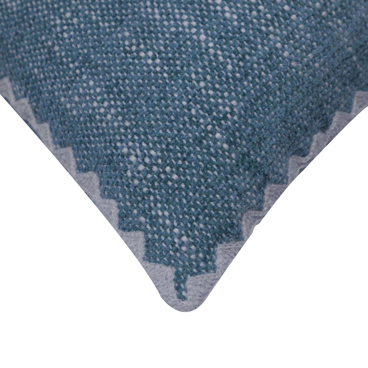 Handwoven Cotton Cushion Cover 45x45 cm | Blue Textured Geometric Woven Cushion Cover | Decorative Throw Pillow Cover with Hidden Zipper
