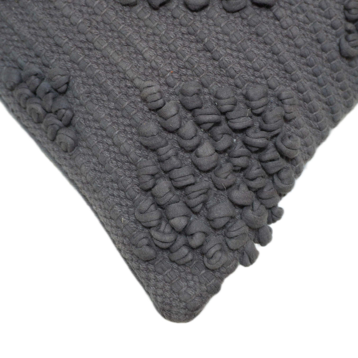 Handmade Textured Cotton Cushion Cover 45x45 cm – Charcoal Grey Tufted Design