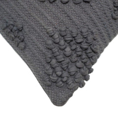 Handmade Textured Cotton Cushion Cover 45x45 cm – Charcoal Grey Tufted Design