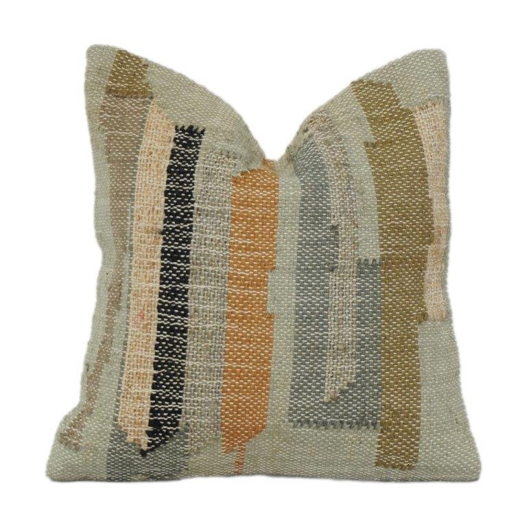 Handwoven Jute Cushion Cover – Multi Stripe Textured Design | Rustic Boho Home Décor | 18x18 Inch - Bulk manufacturer & supplier from Panipat, India