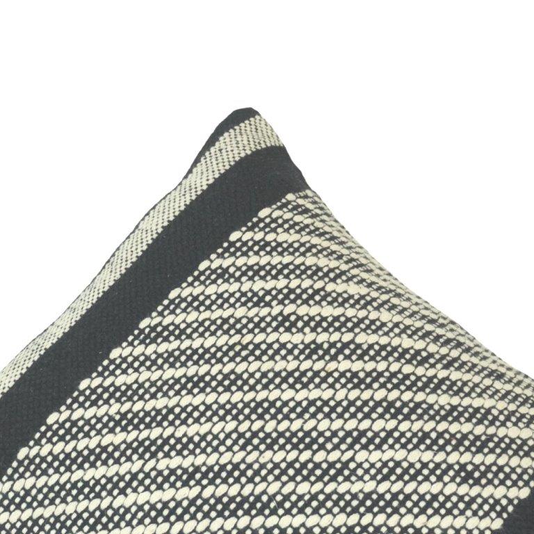 Handwoven Black & White Cotton Cushion Cover | Geometric Textured Design | 45x45 cm - Bulk manufacturer & supplier from Panipat, India