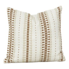 Handwoven Cotton Cushion Cover 45x45 cm | Neutral Beige & Brown Textured Stripe Design | Decorative Sofa Pillow Cover