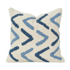 Tufted Cotton Cushion Cover 45x45 cm – Blue Abstract Geometric Pattern | Textured Modern Throw Pillow