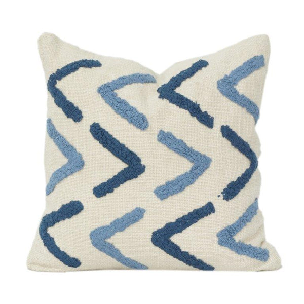 Tufted Cotton Cushion Cover 45x45 cm – Blue Abstract Geometric Pattern | Textured Modern Throw Pillow