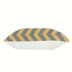 Handwoven Zigzag Cotton Cushion Cover – Mustard & Grey Geometric Design | 18x18 Inch Decorative Pillow Case