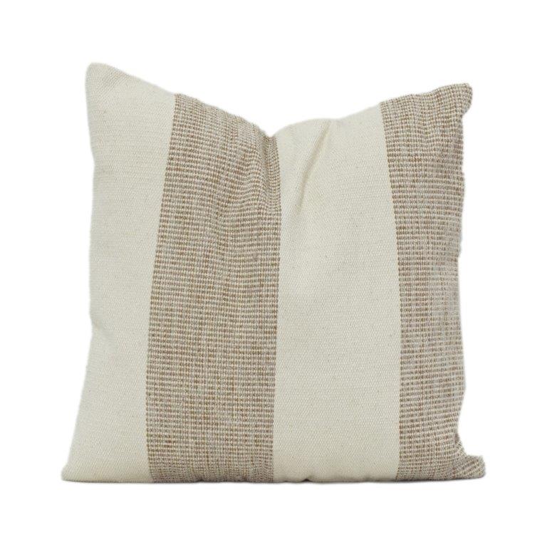 Handwoven Cotton Cushion Cover 45x45 cm | Neutral Beige Striped Design | Modern Minimal Décor Pillow Cover