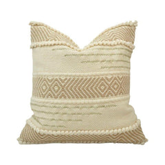 Handmade Boho Cotton Cushion Cover 45x45 cm | Textured Tufted Geometric Pillow Cover | Neutral Decorative Throw Cushion