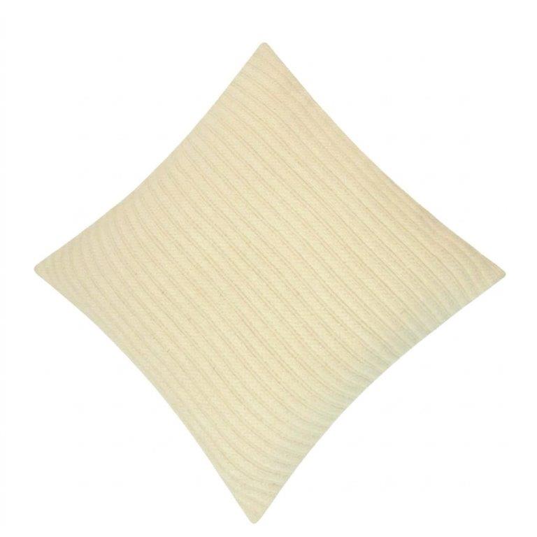Ivory Textured Cotton Cushion Cover | Ribbed Woven Design | 45 x 45 cm | Soft Neutral Decorative Pillow Cover - Bulk manufacturer & supplier from Panipat, India