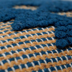 Handwoven Cotton Cushion Cover 45x45 cm | Blue Geometric Tufted Woven Cushion Cover | Boho Decorative Throw Pillow Cover | Hidden Zipper | Sofa & Living Room Décor