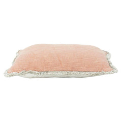 Housse de coussin en coton texturé couleur pêche à bords effilochés – Coussin d'appoint rustique minimaliste | 35x50 cm