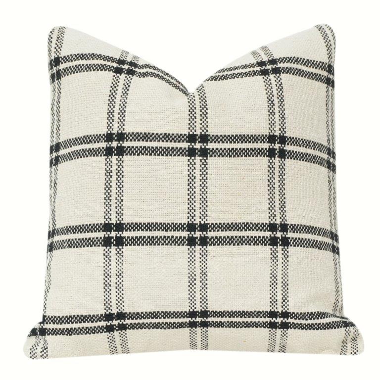 Elegant Black & White Plaid Cotton Cushion Cover | Minimalist Check Pattern Pillow Cover | Modern Farmhouse Décor - Bulk manufacturer & supplier from Panipat, India