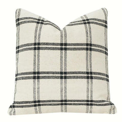 Elegant Black & White Plaid Cotton Cushion Cover | Minimalist Check Pattern Pillow Cover | Modern Farmhouse Décor