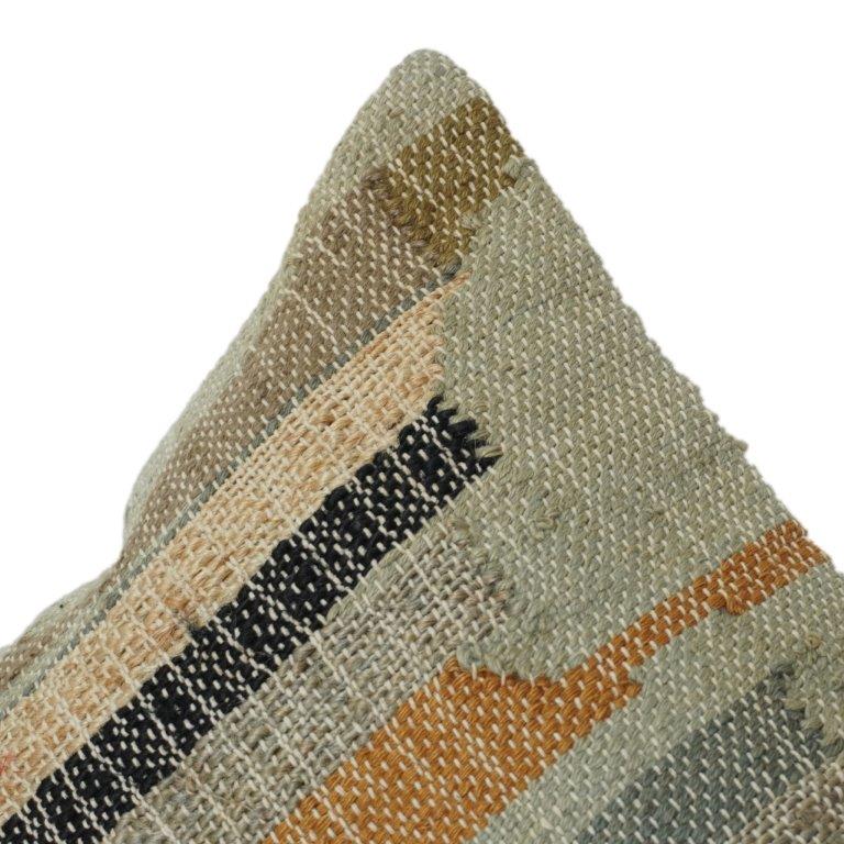 Handwoven Jute Cushion Cover – Multi Stripe Textured Design | Rustic Boho Home Décor | 18x18 Inch