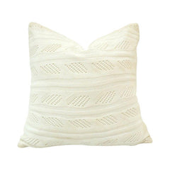 Ivory Knitted Cotton Cushion Cover 45x45 cm | Textured Geometric Knit Throw Pillow Cover | Modern Boho Home Décor