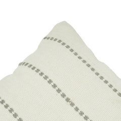 Handmade Ivory Cotton Cushion Cover with Grey Woven Stripes | 45x45 cm Minimalist Decorative Pillow Cover