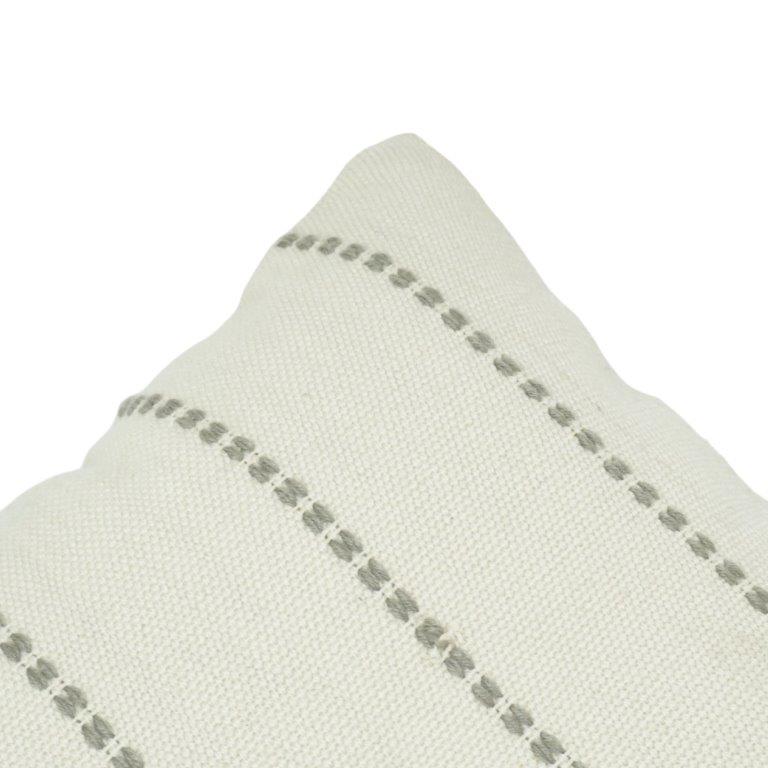 Handmade Ivory Cotton Cushion Cover with Grey Woven Stripes | 45x45 cm Minimalist Decorative Pillow Cover