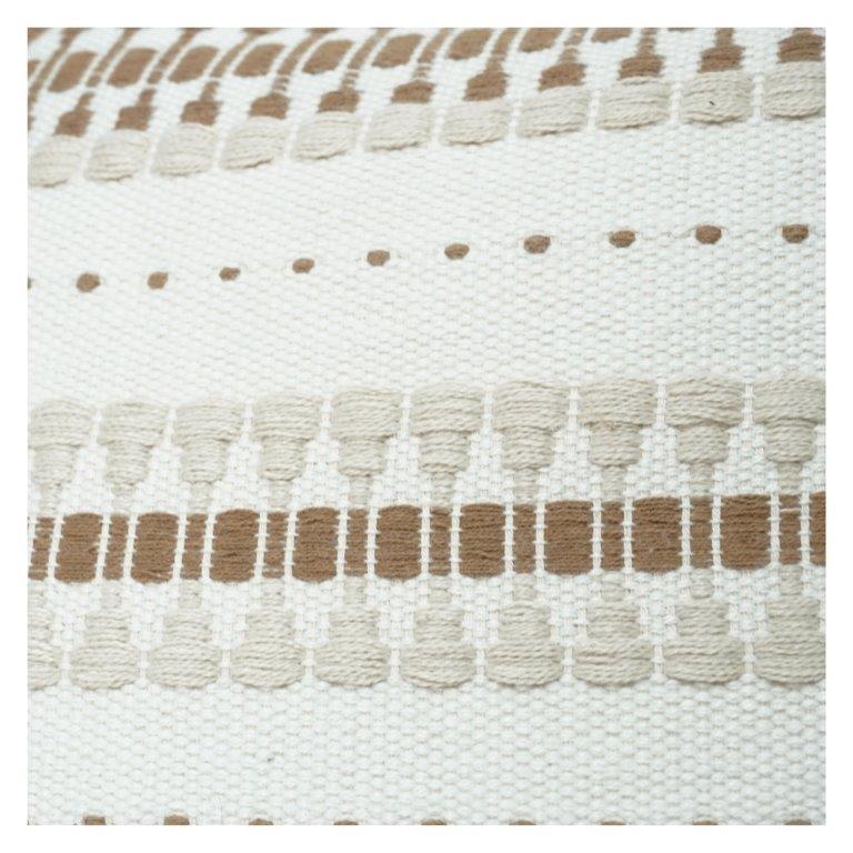 Handwoven Cotton Cushion Cover 45x45 cm | Neutral Beige & Brown Textured Stripe Design | Decorative Sofa Pillow Cover