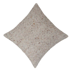 Handwoven Wool Cushion Cover 45x45 cm | Textured Natural Ivory Decorative Throw Pillow Cover | Handmade Boho Sofa Cushion Cover with Concealed Zipper