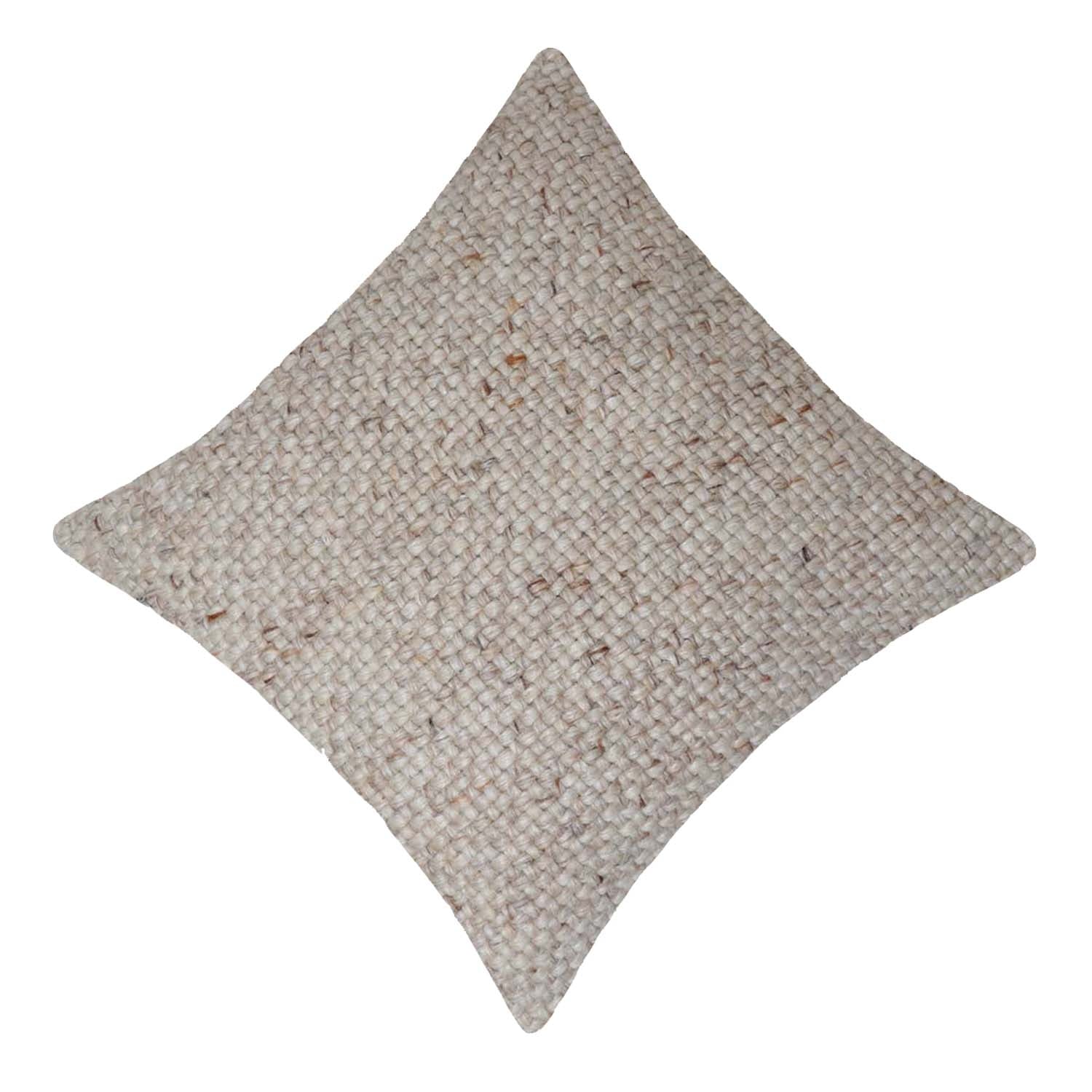Handwoven Wool Cushion Cover 45x45 cm | Textured Natural Ivory Decorative Throw Pillow Cover | Handmade Boho Sofa Cushion Cover with Concealed Zipper