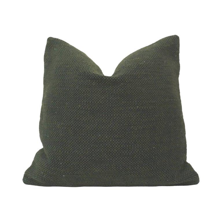 Olive Green Textured Cotton Cushion Cover – 45x45 cm | Handmade Woven Decorative Pillow Cover