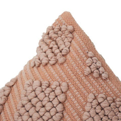 Textured Tufted Cotton Cushion Cover 45x45 cm | Geometric Diamond Pattern | Boho Decorative Pillow | Blush Beige