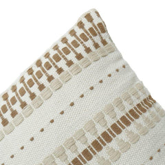 Handwoven Cotton Cushion Cover 45x45 cm | Neutral Beige & Brown Textured Stripe Design | Decorative Sofa Pillow Cover
