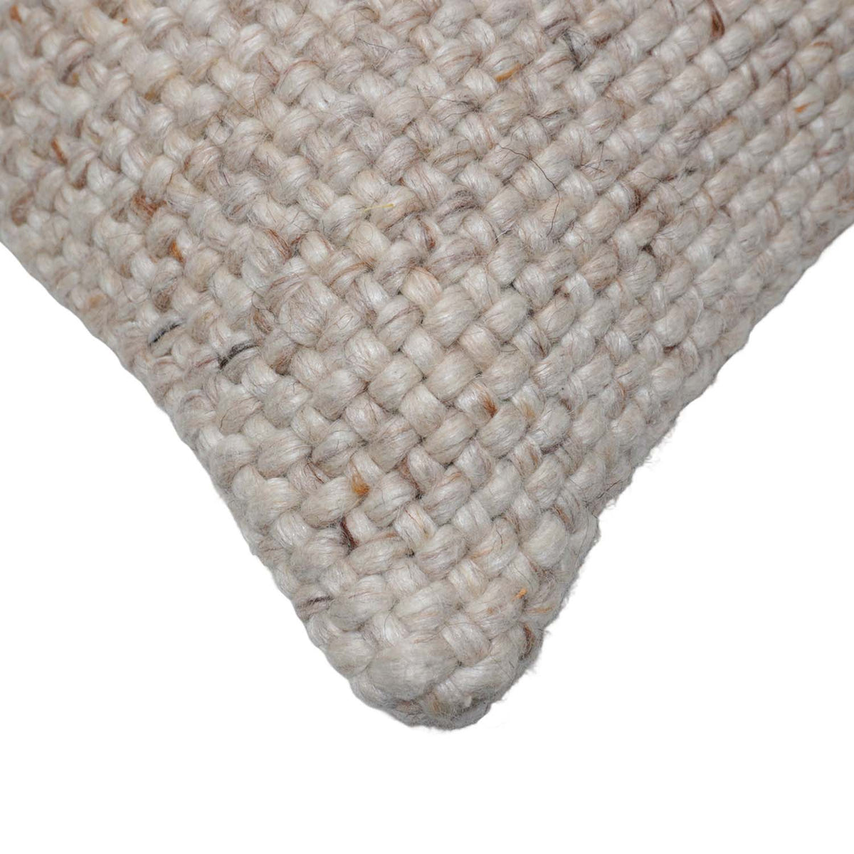 Handwoven Wool Cushion Cover 45x45 cm | Textured Natural Ivory Decorative Throw Pillow Cover | Handmade Boho Sofa Cushion Cover with Concealed Zipper - Bulk manufacturer & supplier from Panipat, India