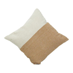 Dual Tone Cotton Cushion Cover 45x45 cm | Minimal Beige & Stripe Design | Modern Sofa Pillow Cover