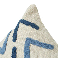Tufted Cotton Cushion Cover 45x45 cm – Blue Abstract Geometric Pattern | Textured Modern Throw Pillow