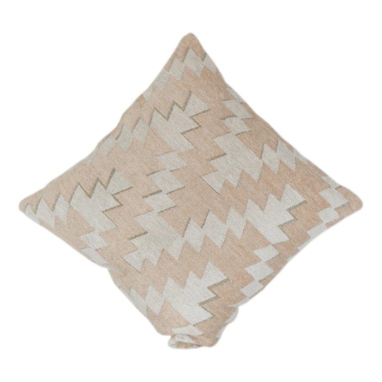 Beige Geometric Jacquard Cushion Cover | Woven Cotton Blend | Modern Boho Throw Pillow Cover | 18x18 Inch - Bulk manufacturer & supplier from Panipat, India