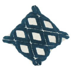 Tufted Geometric Cotton Cushion Cover – Textured Diamond Pattern in Deep Teal | 18x18 Inch Decorative Pillow Cover