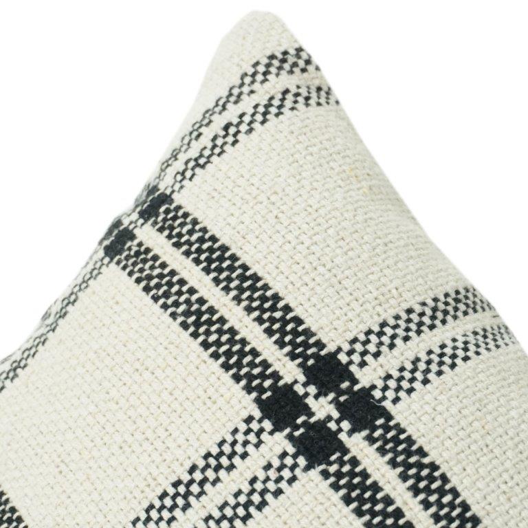 Elegant Black & White Plaid Cotton Cushion Cover | Minimalist Check Pattern Pillow Cover | Modern Farmhouse Décor - Bulk manufacturer & supplier from Panipat, India