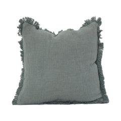 Housse de coussin en coton vert sauge uni à bords frangés | Housse de coussin décorative texturée et minimaliste | 45x45 cm