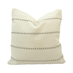 Handmade Ivory Cotton Cushion Cover with Grey Woven Stripes | 45x45 cm Minimalist Decorative Pillow Cover