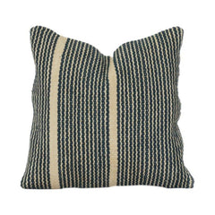 Handwoven Striped Cotton Cushion Cover | Textured Woven Design | Neutral & Indigo Decor Pillow | 45x45 cm