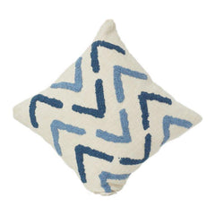 Tufted Cotton Cushion Cover 45x45 cm – Blue Abstract Geometric Pattern | Textured Modern Throw Pillow